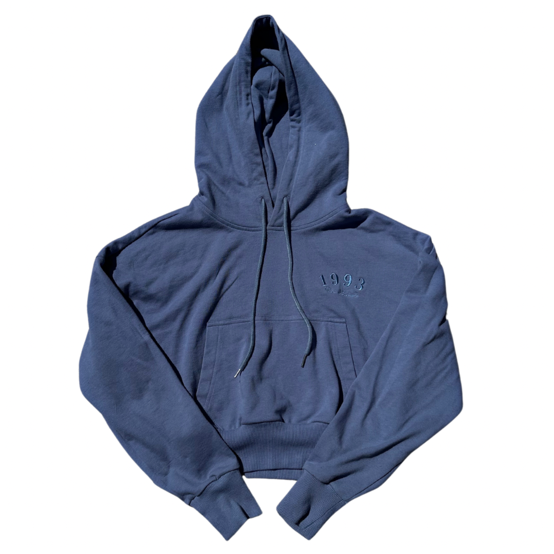 Steel Blue Cropped Hoodie